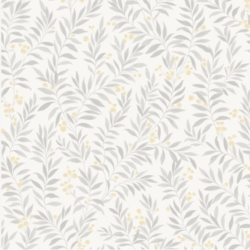 Leaf-Patterned Wallpaper 10m x 0.53m Light Grey | Abyat Company Maison