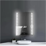 Silver Rectangular Mirror with Touch LED Light, Size 60 x 80 cm, Silver Color