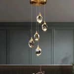 نجف مودرن معدن ذهبي، 3 لمبات ليد، ارتفاع 100 سم، قطر 40 سم