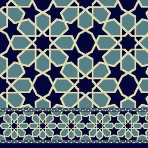 فرش مساجد من البوليستر ارتفاع خيط 9 ملم أزرق فاتح، تصميم إسلامي | Al-negm