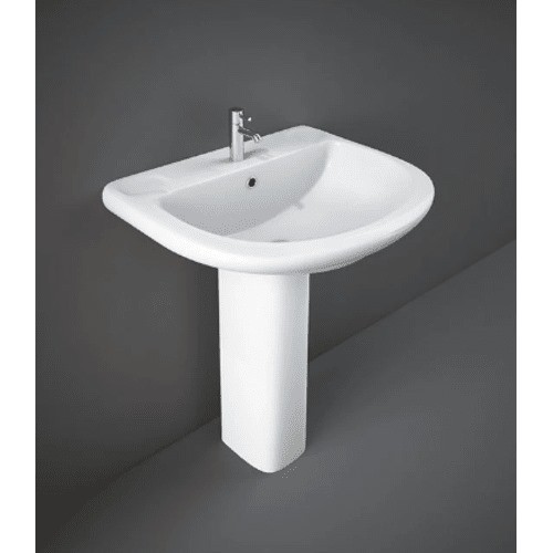 Full Base Bathroom Washbasin Height 62 cm, Size 27.5x27.5 cm, Ivory Color | RAK Ceramics
