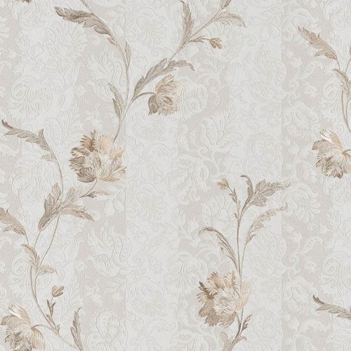 Italian Floral Wallpaper 10m x 1.06m Pale Beige, Model 5444 | Balbaid Decor Company
