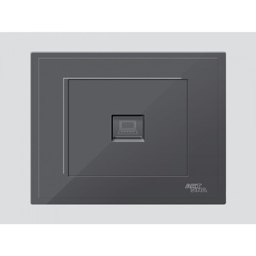 Single Computer Socket Cat6 7×7 cm Black Color | Art DNA