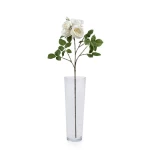  زهور صناعية روز، لون ابيض مع اخضر، مقاس 93 سم