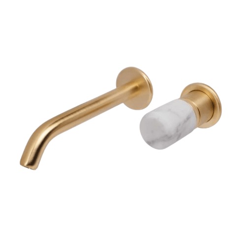 Concealed Wall Washbasin Tap 2.16 kg Matte Gold/White Carrara Marble | Hatch Company