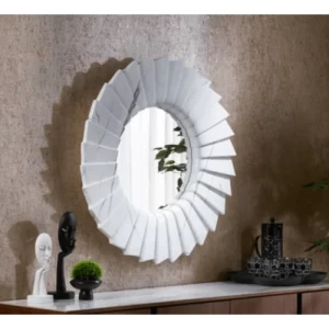 مرايا ديكور مقاس 90×90×8 سم، لون ابيض، تصميم جزيرة | شركة ابيات