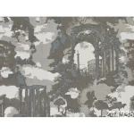 Italian Wall Decoration Size 10m×1.06m, Gray with Beige Color, Model Z44938