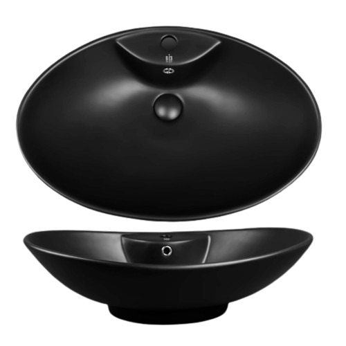 حوض مغسلة كاونتر توب سيراميك 65x43.5x20 سم، أسود مطفي | شركة هاتش
