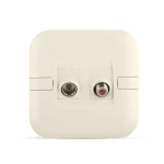 فيش تليفزيون مائل مفرد + فيش دش مائل مفرد، بيج، مقاس 7×7 سم | سبكترا 