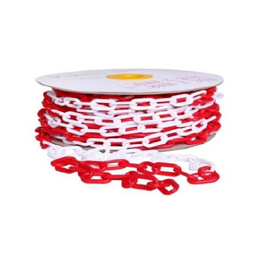 Plastic Barrier Chain 6mm Size, 25m Length, White and Red | 791-1