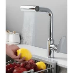 Modern Convertible Sink Kitchen Mixer With Waterfall, Length 45 cm, Chrome Color