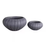 Fiberglass Flower Pot, Round Shape, Gray , 18cm Width, 44cm Depth, 44cm Height
