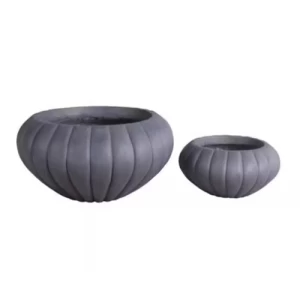 Fiberglass Flower Pot Round Shape 18cm Width 44cm Depth 44cm Height Gray | Zahrat Al Rayyan Establishment