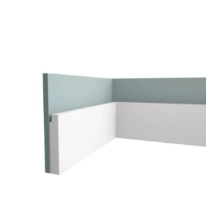 White PU Foam Wall Baseboards 2.44 m Length, 25 cm Height, 2.5 cm Thickness | Zakharef Company