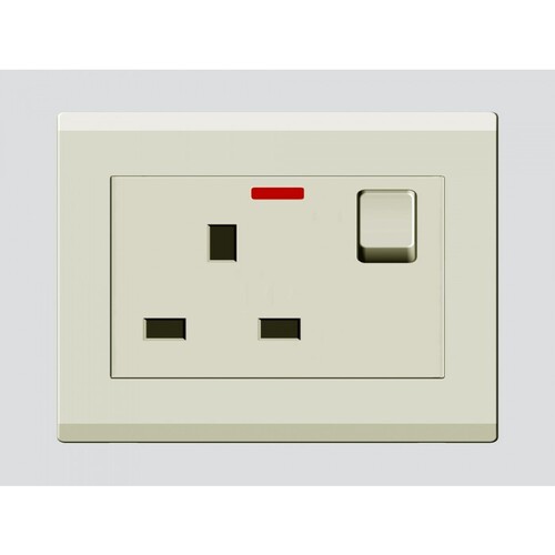 Triple Socket with Indicator Light 7x7 cm Beige, 13 Amp | Art DNA