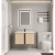  Aluminum Cabinet Sink Wall Hung Vanity Unit, Beige Color 60 cm With Mirrored Medicine Cabinet
