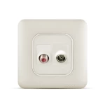 فيش تليفزيون مائل مفرد + فيش دش مائل مفرد، لون شامبين، 7×7 سم | سبكترا 