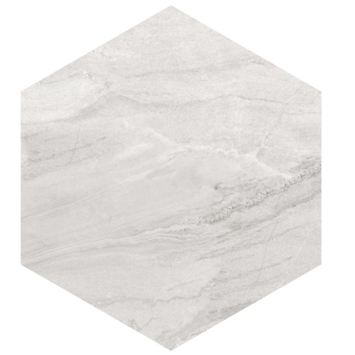 Tourmaline Hexagonal Ceramic Tile 14 mm Thickness, Size 58.5 × 67.5 cm, Light Gray | Tourmaline