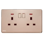 فيش مزدوج 13 امبير مع مفتاح تشغيل ومؤشر ضوئي نيون، ذهبي وردي، 86×146مم، 250 فولت، ماركة سيمنز (دلتا أرينا)