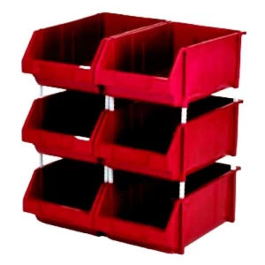 صندوق رف بلاستيك HDPE 35×20×18 سم، سعة 15 كجم، لون أحمر | مصنع الفريدي للصناعات البلاستيكية