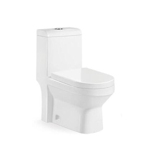 Floor Standing Ceramic Toilet 18 cm Round White, Cover PP | Al Muhaidib Sanitary and Ceramic
