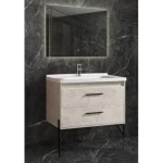 Wooden Washbasin, Size 80×48×46 cm, With Ceramic basin and LED mirrors