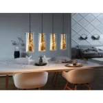 PINTO GOLD Suspended Lamp, E27W LED, Black and Gold Color, Length 1100 mm, Width 905 mm