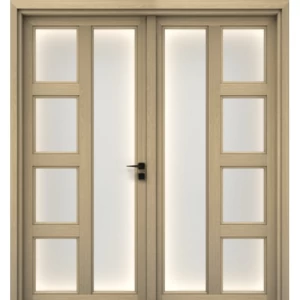 باب خشبي مزدوج بريميوم تصميم كلاسيكي، مقاس 220 × 235 سم، لون بيج | GPR07