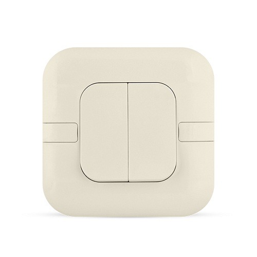 10 Amp 2 Gang Light Switch Wide Rocker Beige 7x7cm 250V | Spectra