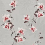 Floral wallpaper, grey and red color, length 10 m, width 0.53 m.
