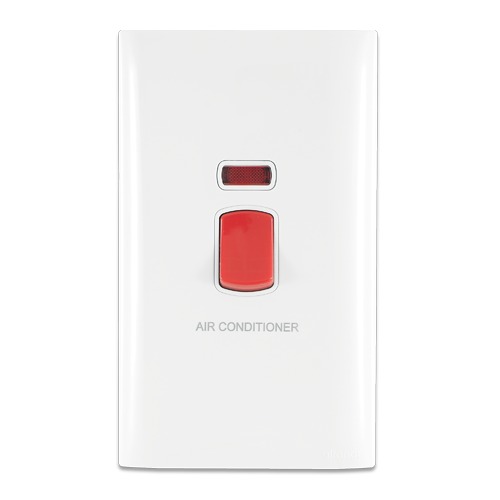 Electrical Light Switch 1 Gang Double Pole 45 Amp, 7×7 cm, White | Al Fanar