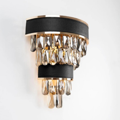 Modern Wall Light Unit 30 cm Width 36 cm Height Gold and Black | 47434