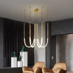 Hexagonal Ceiling LED Chandelier Contemporary Design, 1 m Diameter, gold Color, Model 910115