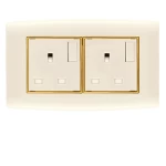 فيش كهرباء مزدوج بمفتاحين ثنائى القطب 13 امبير الفنار  موديل أمنية مقاس  7x14 لون بيج بحلقة ذهبى