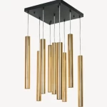 Ceiling Holder Pendant, Length 50 cm, Width 50 cm, Height 59 cm, Black and Gold
