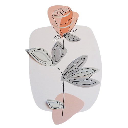 Decorative Panel Metal Flower Shape 57x37 cm Gray and Red | 