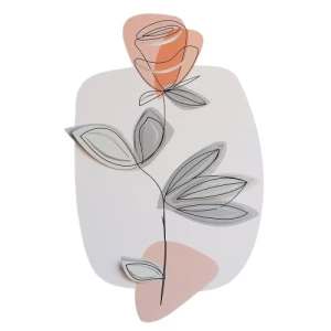 Decorative Panel Metal Flower Shape 57x37 cm Gray and Red | 