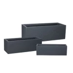 Fiberglass Plant Pot, Medium Size 23x25.5x69 cm, Dark gray Color, Rectangular Design.