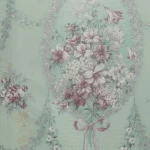 Floral wallpaper, vinyl wrap, length 15.6 m, width 106 cm, light green with red and grey