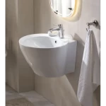 Wall Hung Porcelain Washbasin length 54.5 cm, width 49 cm, height 32.5 cm, Inspira Model, White