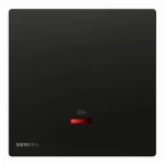 20A 1 Gang Double Pole Switch with Neon Indicator, Black, 86x86mm, 250V, Siemens (Delta Peleus)