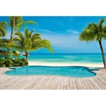 Wall mural for decor tropical design, Size 366cm × 254 cm, blue color