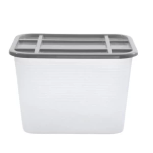 HDPE Plastic Storage Container Grid with Lid, 15L Capacity, 35×25×20 cm, White/Light Gray | AL-FURIDI FACTORY FOR PLASTIC INDUSTRIES