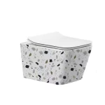 Wall-Hung Ceramic Toilet, square, Mozaiik color, UF Cover, 18 cm Measurement