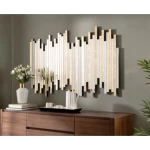 مرايا ديكور، طول 80سم، عرض 80 سم، ارتفاع 18 سم، لون ذهبي، تصميم جزيرة