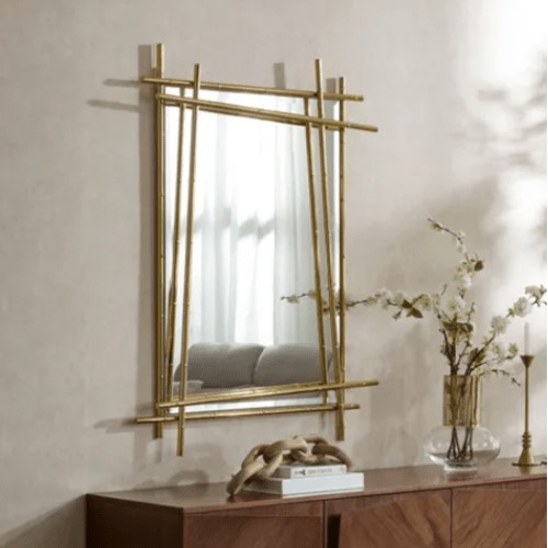 مرايا ديكور 120×90×8 سم لون ذهبي، تصميم جزيرة | شركة ابيات