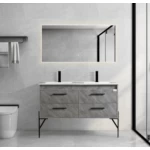 Decorative Wooden Washbasin, LED Mirror Gray Color, Size 120×48 cm
