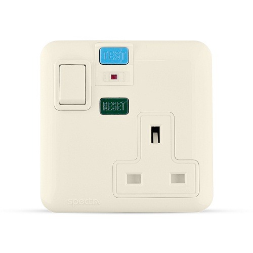 فيش RCD مفرد بمفتاح ثنائي القطب 13 امبير، بيج، 7×7 سم | SPECTRA