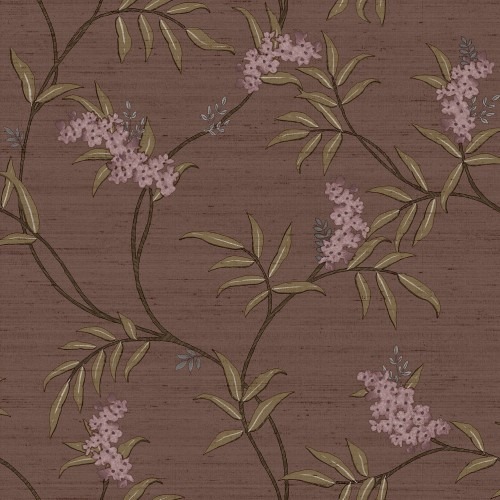 Floral Wall Covering 10m x 0.53m Dark Brown, Model 33308 | Balbaid Decor Company