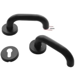 Separated Stainless Steel Door Handle ,Handle Diameter 22 mm, Color Black